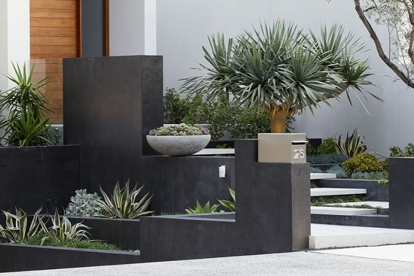muret gris anthracite pour jardin moderne