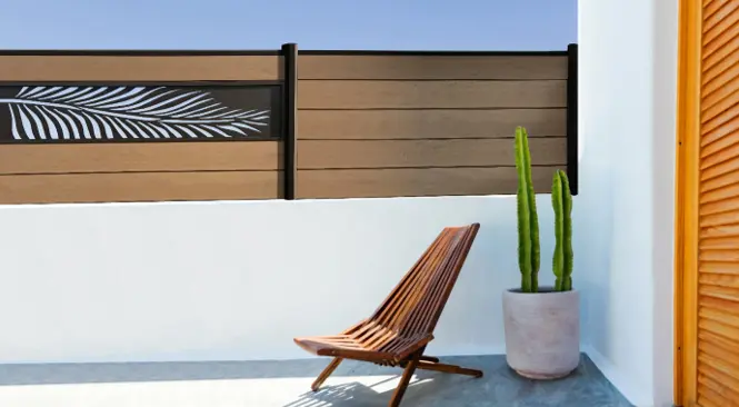 Brise vue terrasse couleur bois style exotique
